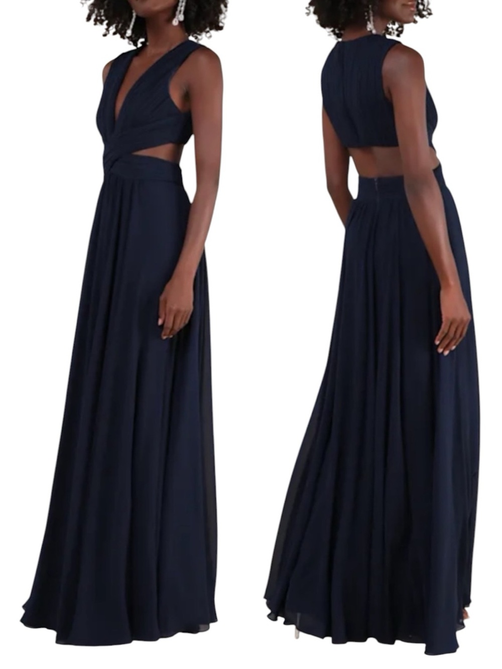 Lulus | Vivid Imagination Navy Blue Cutout Maxi Dress | Medium New with Tag